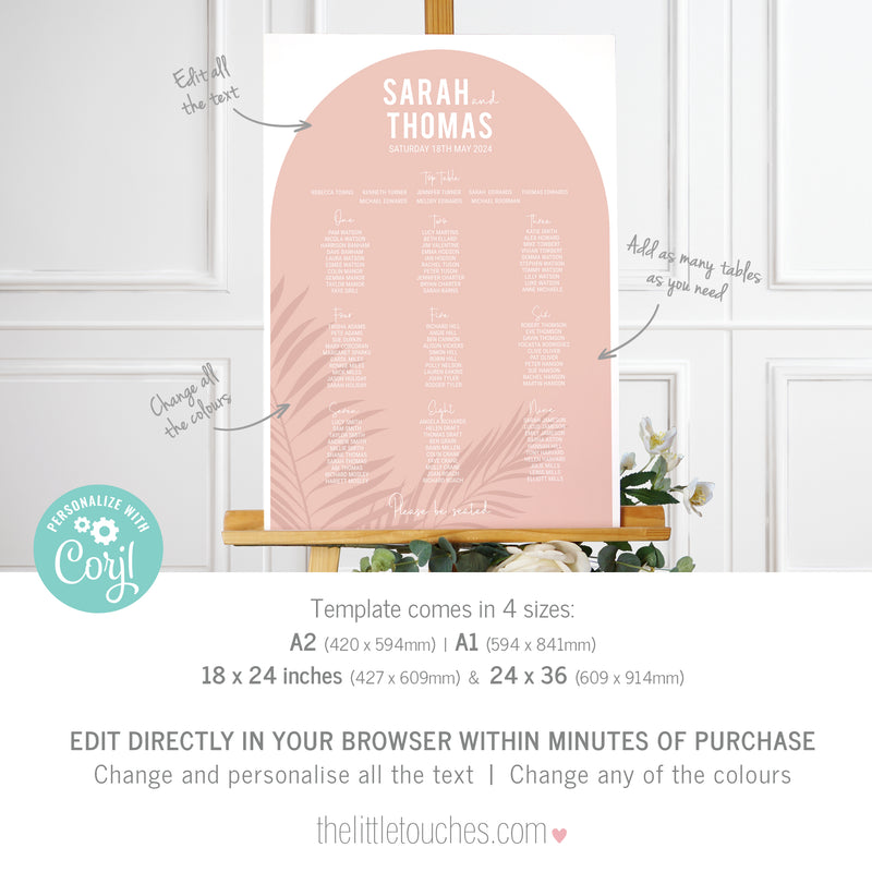 Printable Arch Wedding Table Plan Template The Little Touches