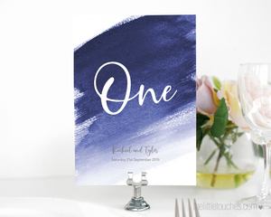 Blue Watercolour Table Number / Name Printable Template