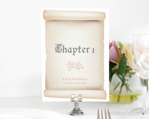 Scroll Wedding Table Names / Number templates