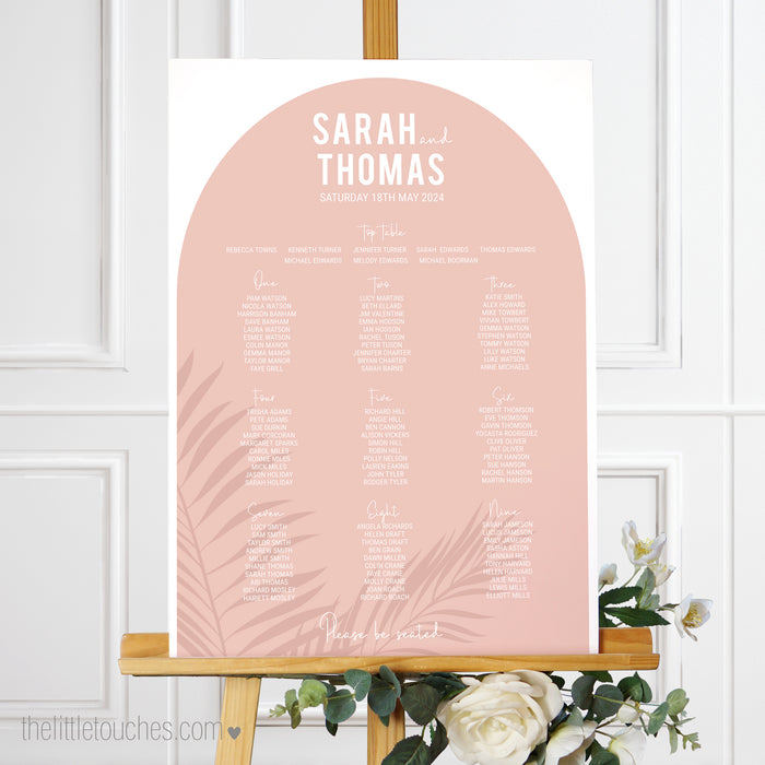Tropical Arch Printable Table Plan Template
