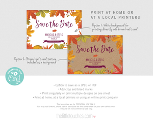 Rustic Autumn Fall Save the date template