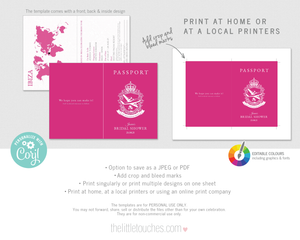 Bridal Shower Hen Party Passport Invitation template