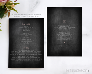 Rustic Chalkboard guest information card printable template