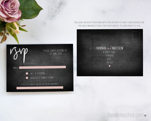 Chalkboard Wedding rsvp Card Printable template