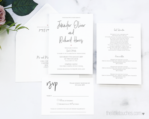 Simple Heart Printable Wedding Invitation Set