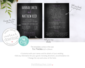 rustic chalkboard wedding invitation template