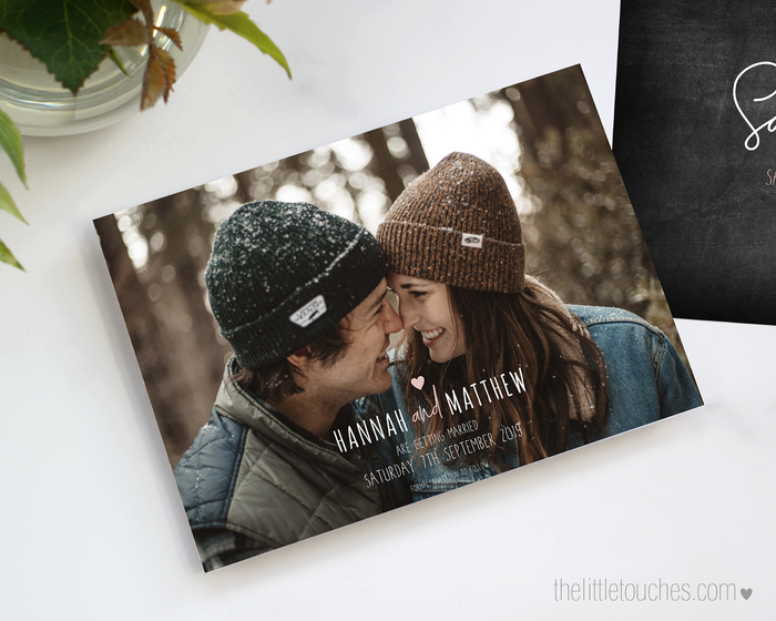Chalkboard Theme Printable Photo Save the Date Cards