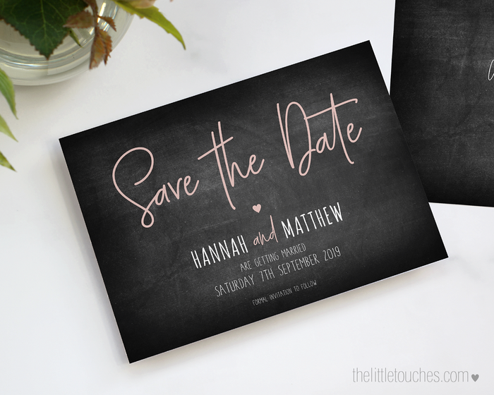 Chalkboard Theme Printable Save the Date Cards