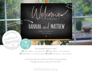 chalkboard wedding welcome sign printable template