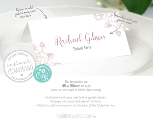 Classic Rose wedding name card template