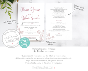 Classic Rose Floral Wedding invitation template