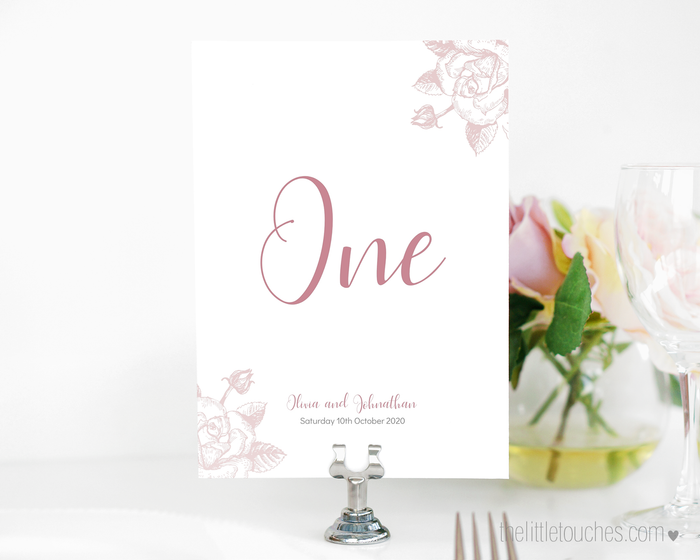 Classic Rose Printable Table Numbers