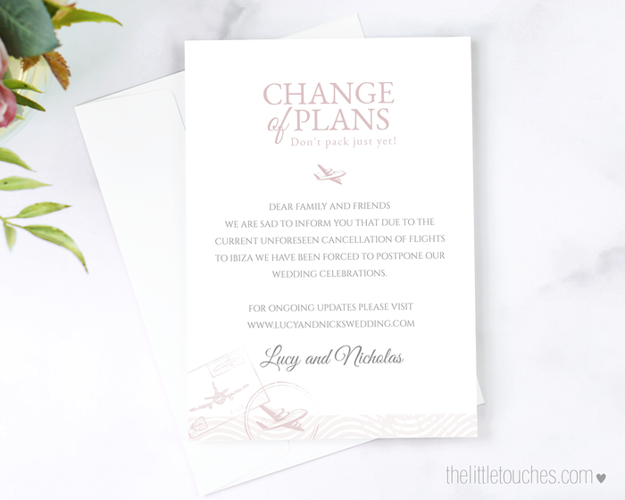 Destination Wedding Printable Change of Plans Card