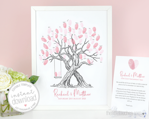 Printable Double Fingerprint Tree Wedding Guest Book with Swing