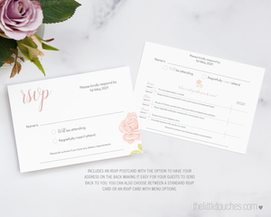 Vintage Rose wedding rsvp card printable template