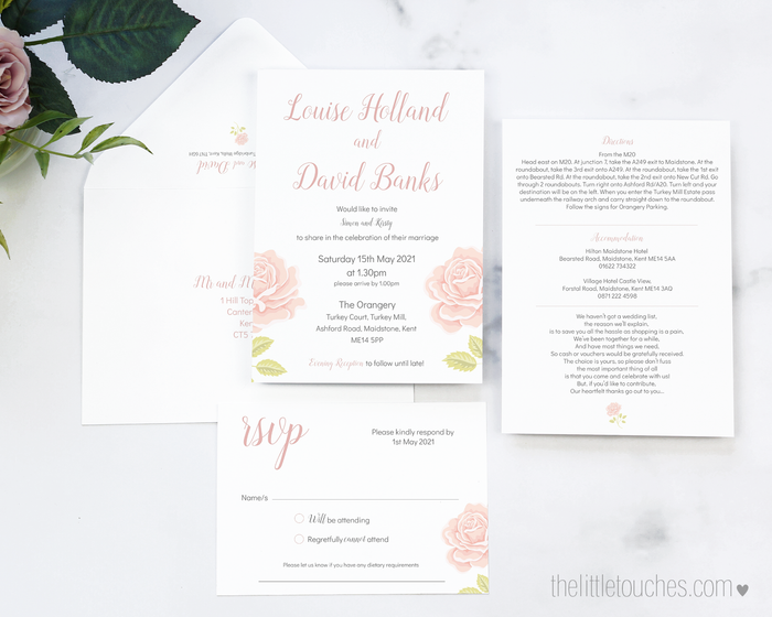 English Rose Printable Wedding Invitation