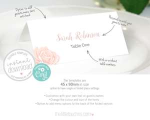 Rose design printable name card template