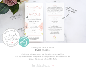 Vintage Rose Design printable wedding invitation template