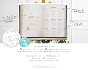 Fairytale book themed Wedding Table Plan template