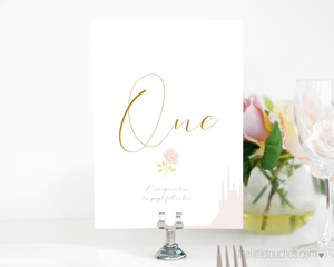 Fairytale beauty and the beast wedding table number templates