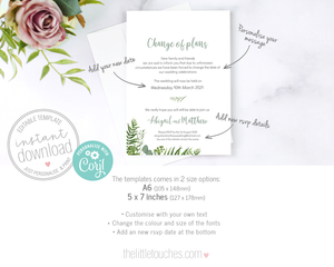 Greenery Foliage Change of plans wedding announcement template
