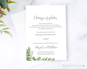 Foliage Change of plans wedding card