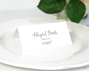 forest leaves printable name card template