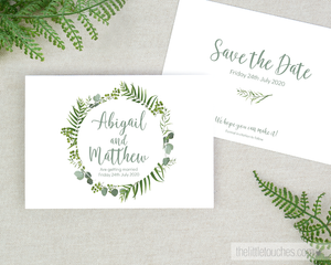 greenery / foliage wedding save the date printable template