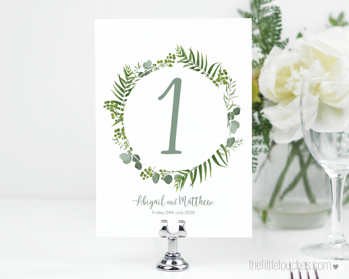 Forest Leaves Printable Table Numbers