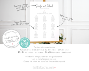 modern wedding table plan / seating chart template