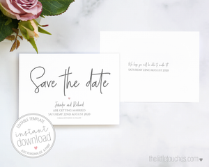 Modern hand written heart wedding save the date card template