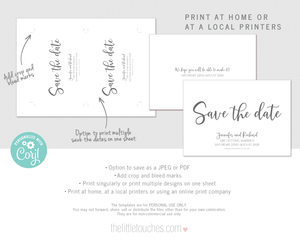 Simple Printable Save the Date Cards