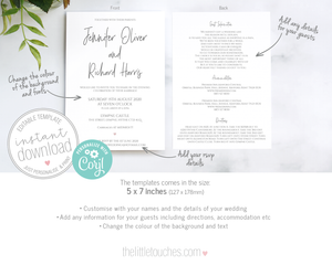 Simple Heart Printable Single Wedding Invitation (coloured)