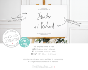 minimal heart wedding welcome sign template
