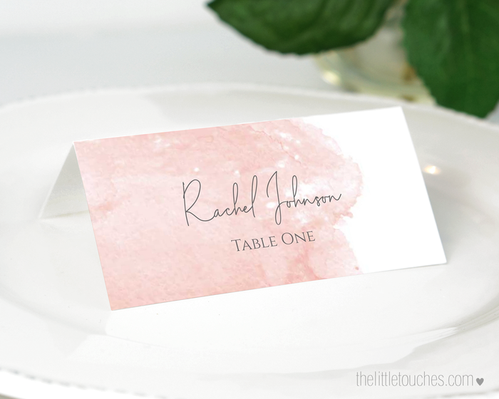 Pink Watercolour Printable Place Settings