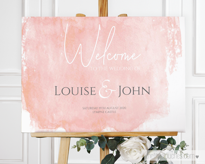 Pink Watercolour Printable Welcome Sign