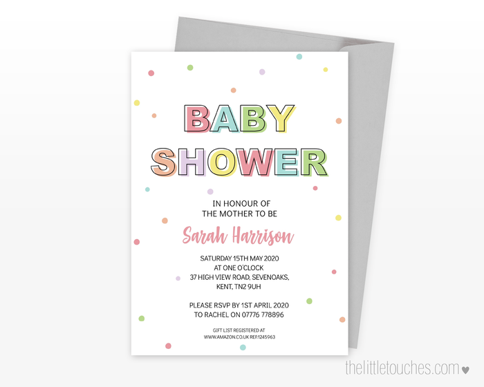 Polka Dot Baby Shower Printable Invitation