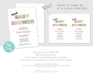 virtual polka dot baby shower invitation template 