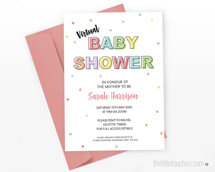 Polka Dot Virtual Baby Shower Printable Invitation