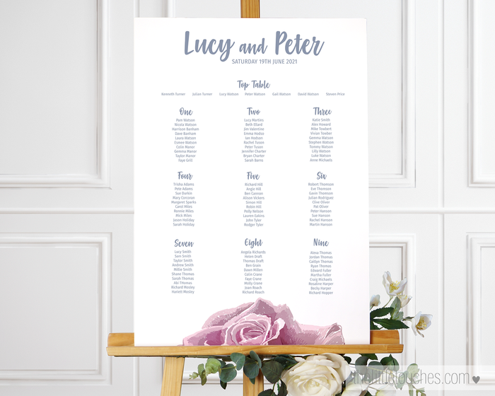 Sketch Rose Printable Wedding Table Plan