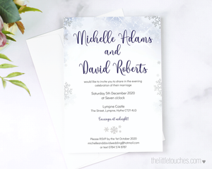 Winter Snowflake Printable Single Wedding Invitation