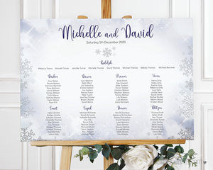 Winter Snowflake Printable Wedding Table Plan