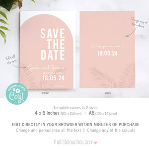 Tropical Arch Printable Save the Date Card Template