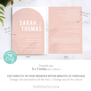 Tropical Arch Printable Evening Wedding Invitation Template