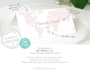 Where in the World Printable Travel Place Settings